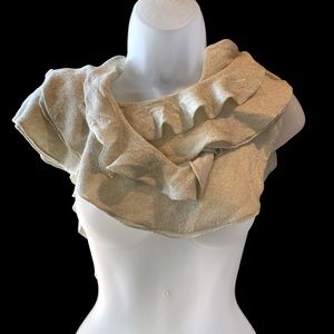 Extra Long Scarf Gold Ruffled Luminescent Versatile 66 Inches Long